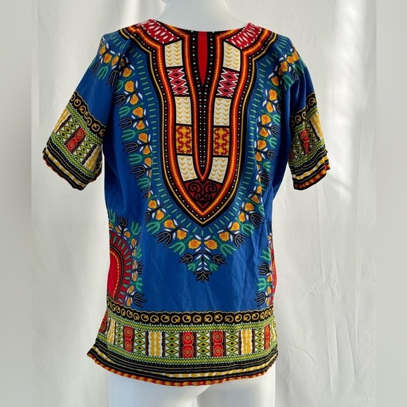Dashiki Mens Top With Pockets Size Small 100% Cotton - Picture 4 of 7